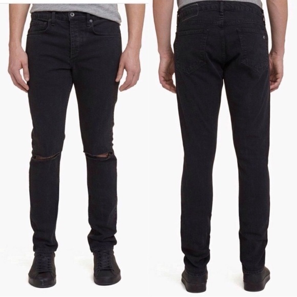 Rag & Bone Fit 1 Black With Holes 30 x 32 - Picture 2 of 2